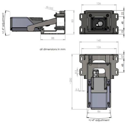 Dimensiones unidad de alineacion soporte mecanico precision d-series dimetix eficaz