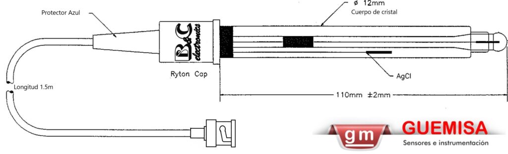 Sensor de pH SZ161 da marca B&C Electronics. Especial para medir PH en laboratorios.