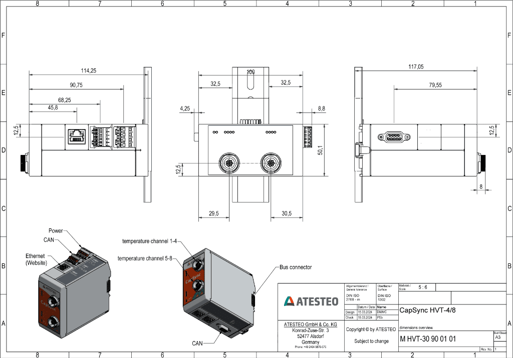 CapSync HVT Module Dimensions ATESTEO Modular Technical Drawing