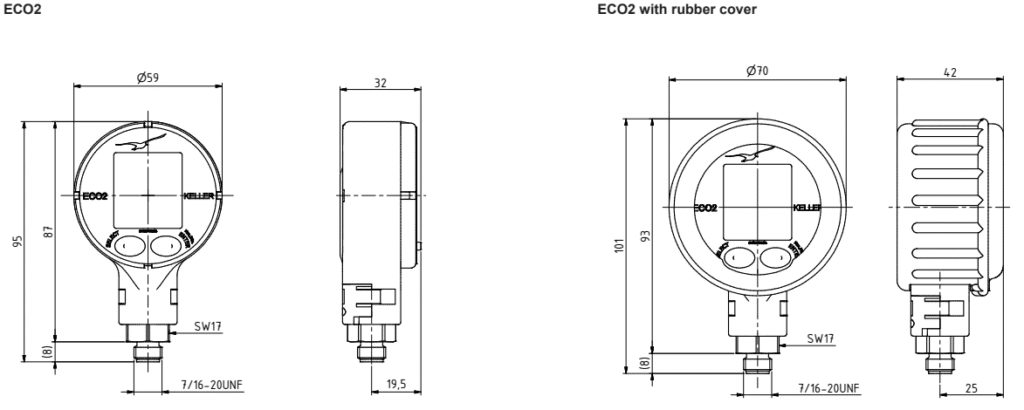 ECO2 manómetro digital economico dibujo técnico
