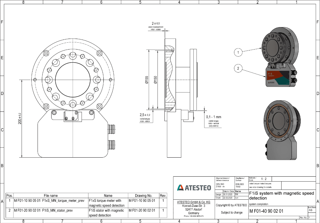 Sensor de Par Torsor F1eS ATESTEO 30000 RPM Óptico