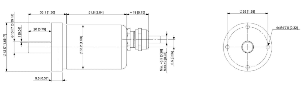 Encodeur absolu IP69K - Dessin technique 2D