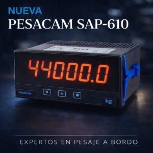 Reloj de peso cabina Pesacam SAP-610 con números rojos de alta visibilidad.