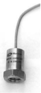 Acelerómetro Monitran MTN/1105C para 250°C con cable integral de alta temperatura.