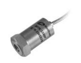Acelerómetro industrial Monitran MTN/1140 top-entry de 50mV/g con cuerpo ultra-slim de 15mm y cable ETFE.