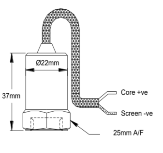 Esquema de conexión del sensor MTN/1105C con amplificador de carga externo.
