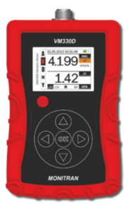 Medidor de vibración portátil Monitran MTN/VM330D con pantalla TFT a color.