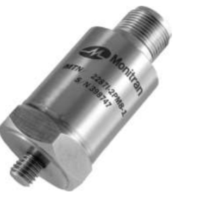 Transductor de aceleración industrial Monitran MTN/2287 con blindaje Faraday y salida 4-20mA.