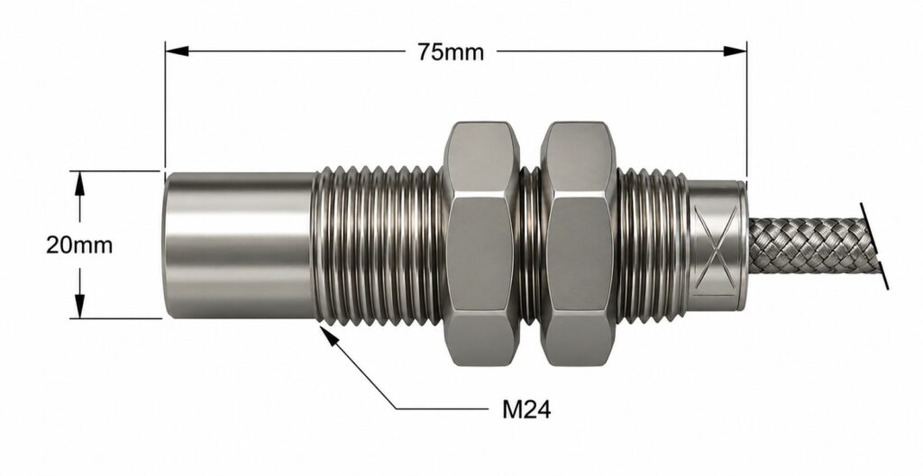 Sensor de desplazamiento industrial Monitran MTN/EP340 con rango de 8.5mm.