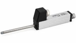 Sensor lineal potenciométrico Novotechnik TRS-0025 referencia 400023271 con retorno por muelle interno y recorrido de 25 mm