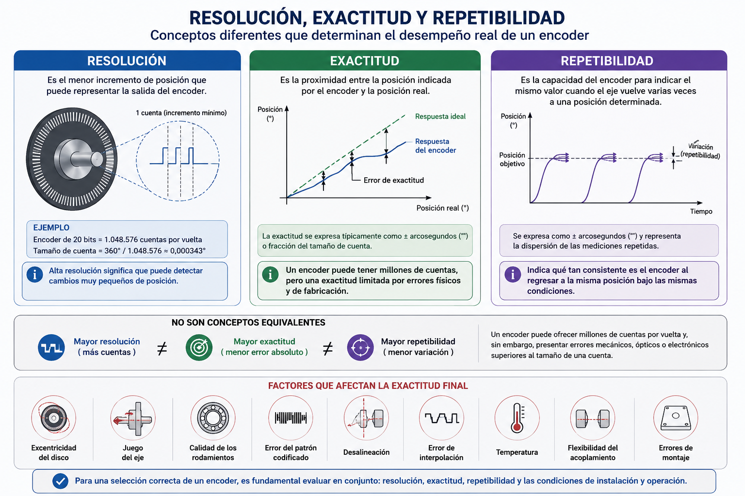 comparando resolución, exactitud y repetibilidad