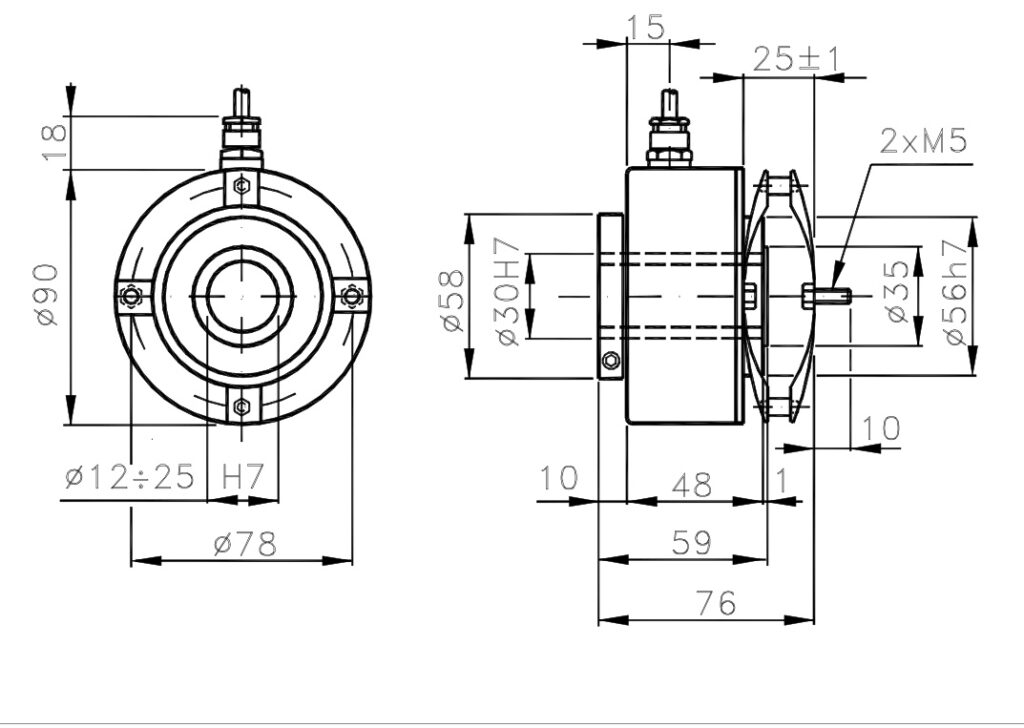 Dimensional drawing Incremental Encoder for I/90CBB Motors