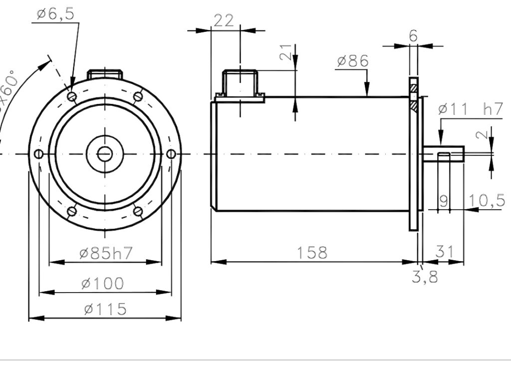 Plano dimensional Encoder Incremental con Dinamo Taquimetrica I/115RT