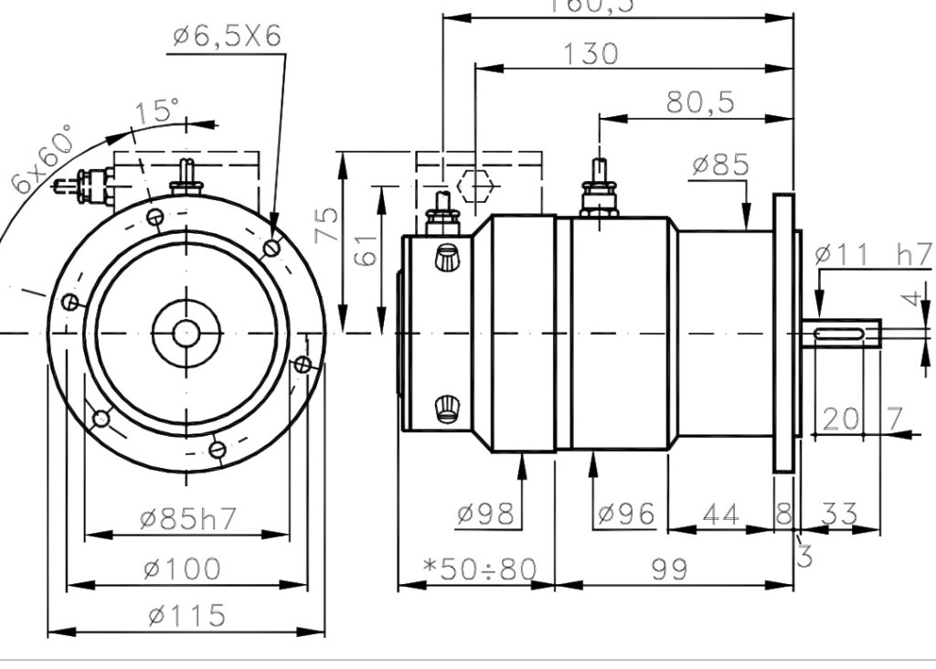 Plano dimensional Encoder Incremental con Dinamo Taquimetrica I/115T
