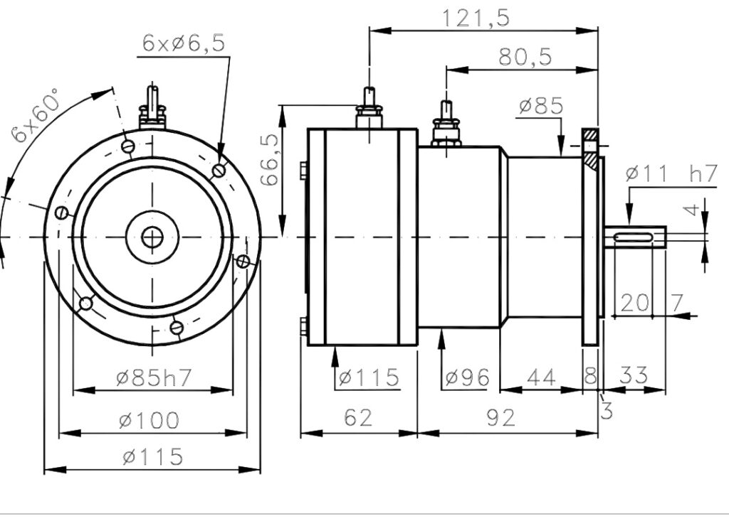 Encoder incremental de plano dimensional com dínamo taquimétrico I/115TB