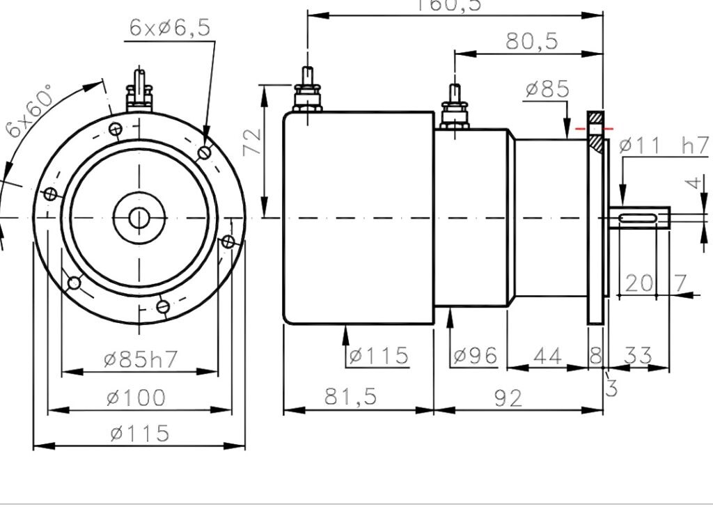 Encoder incremental de plano dimensional com dínamo taquimétrico I/115TT