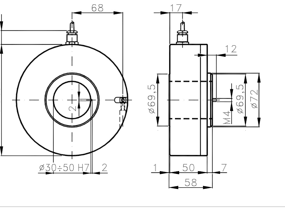 Debuxo dimensional do codificador incremental para motores I/149C