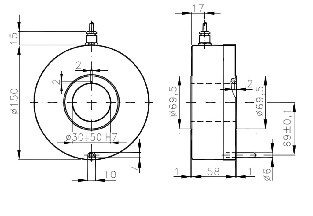 High Resolution Incremental Encoder Dimensional Drawing I/150C