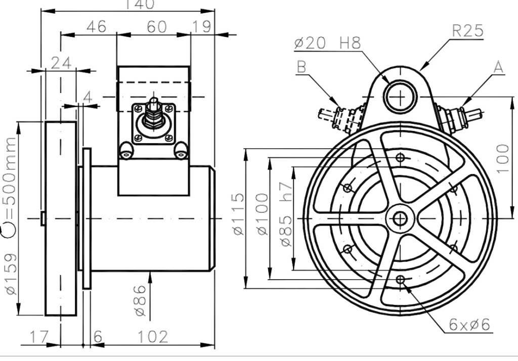 Dimensional drawing Incremental Encoder Specials I/159