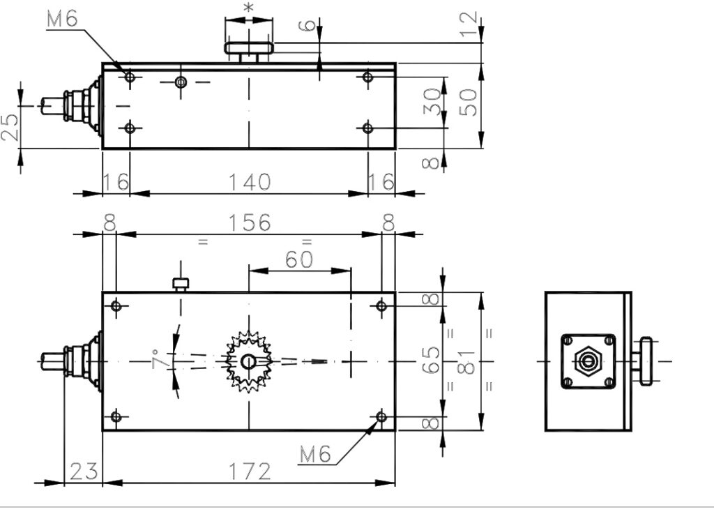 Plano dimensional Encoder Incremental para Cremalleras I/172C