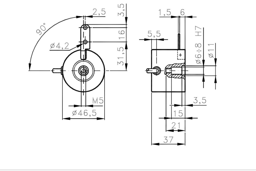 Plano dimensional Encoder Incremental para Motores I/46S