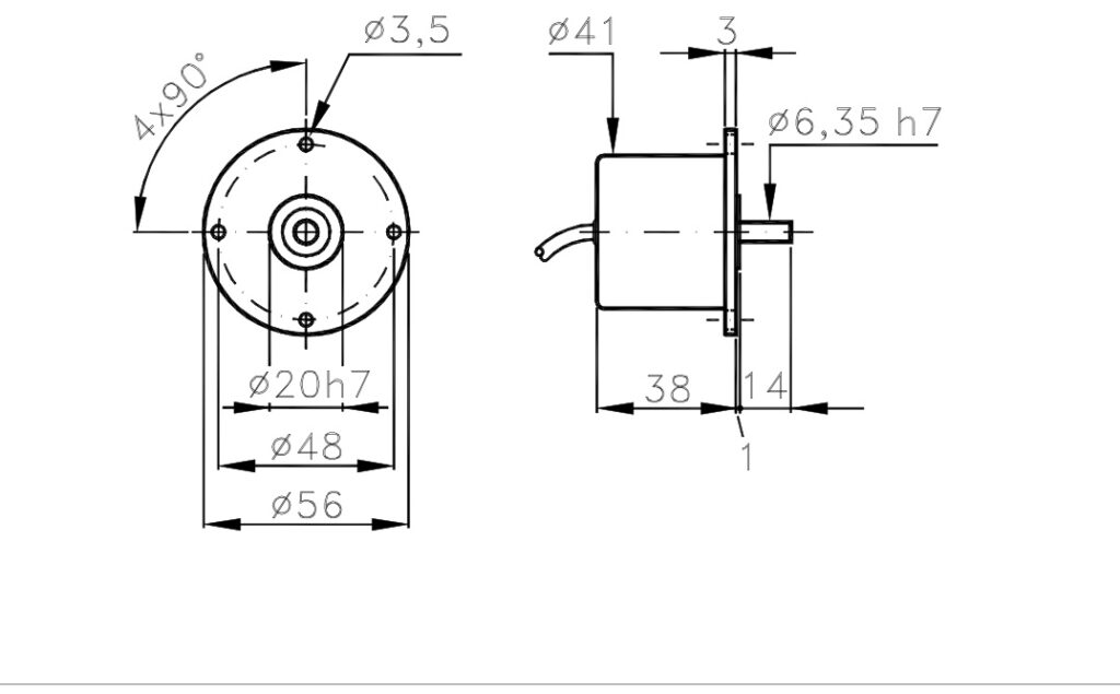 Plano dimensional Encoder Incremental Kit y Bajo Coste I/56E