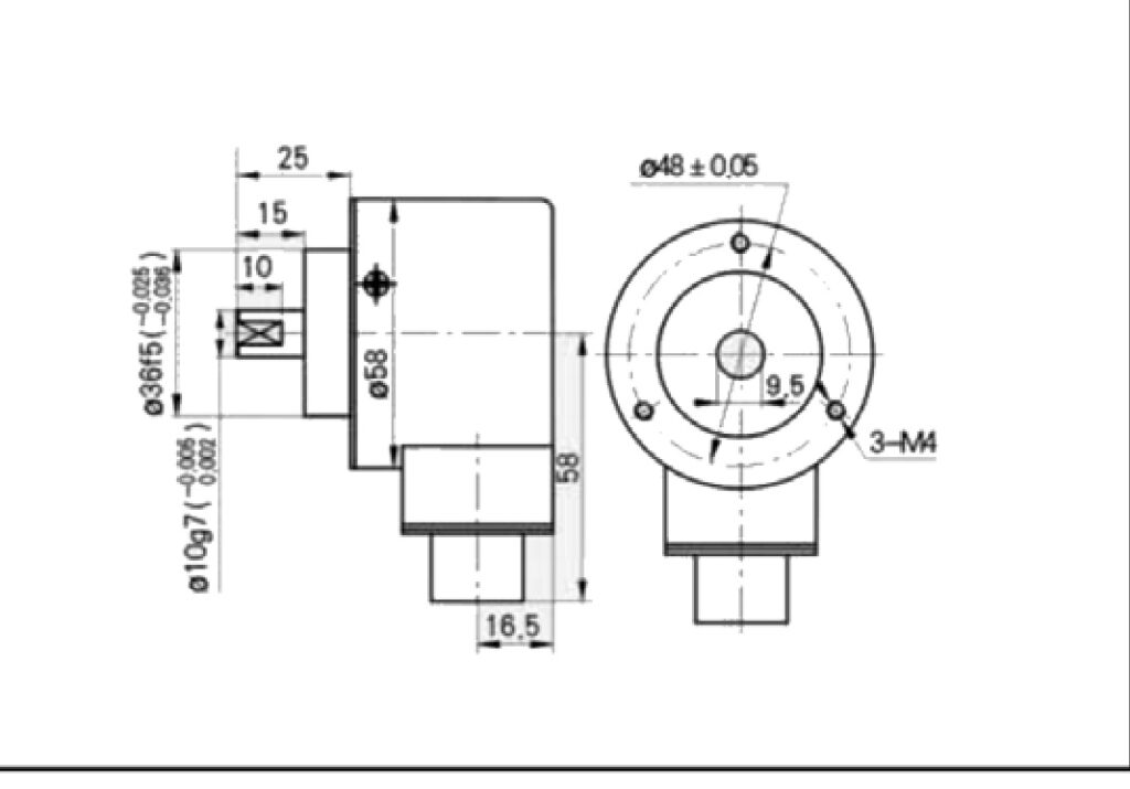 Plano dimensional Encoder Incremental Kit y Bajo Coste I/58EH