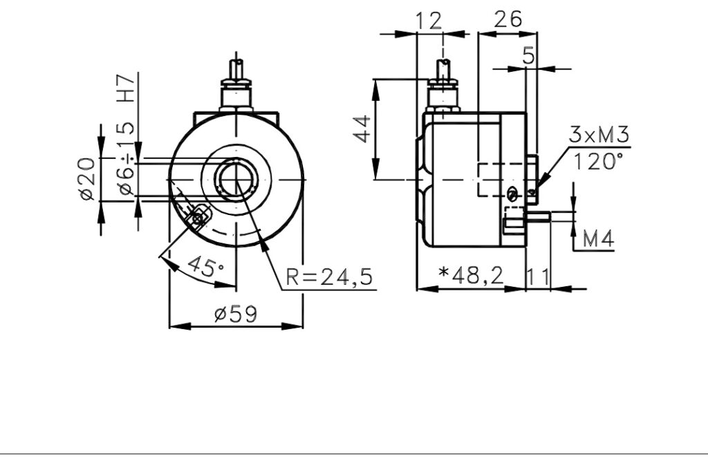 Dimensional drawing Incremental Encoder for I/59C Motors