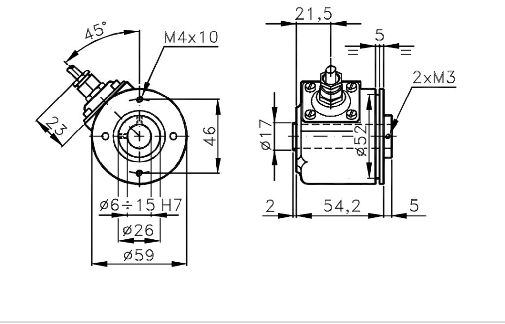 Dimensional drawing Incremental Encoder for I/59Z Motors