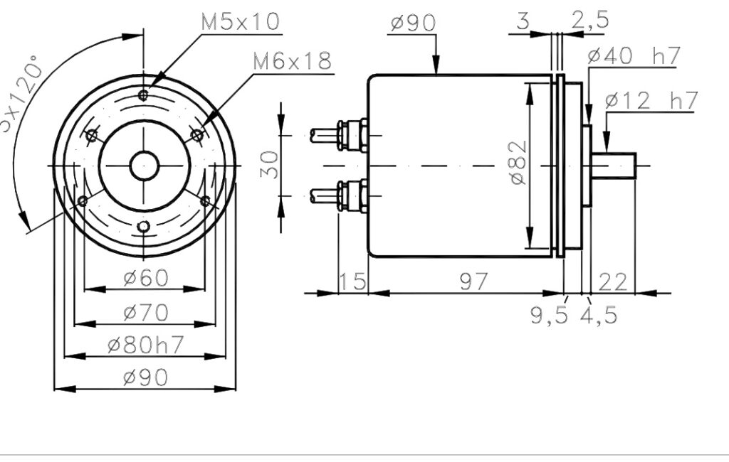 Encoder incremental de plano dimensional com dínamo taquimétrico I/90AT