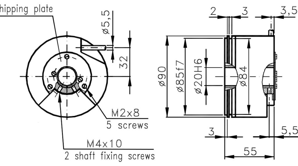 High Resolution Incremental Encoder Dimensional Drawing I/90CD