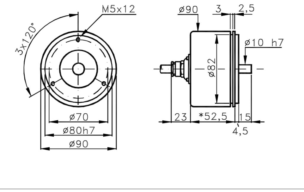 Plano dimensional Encoder Incremental Kit y Bajo Coste I/90ZA