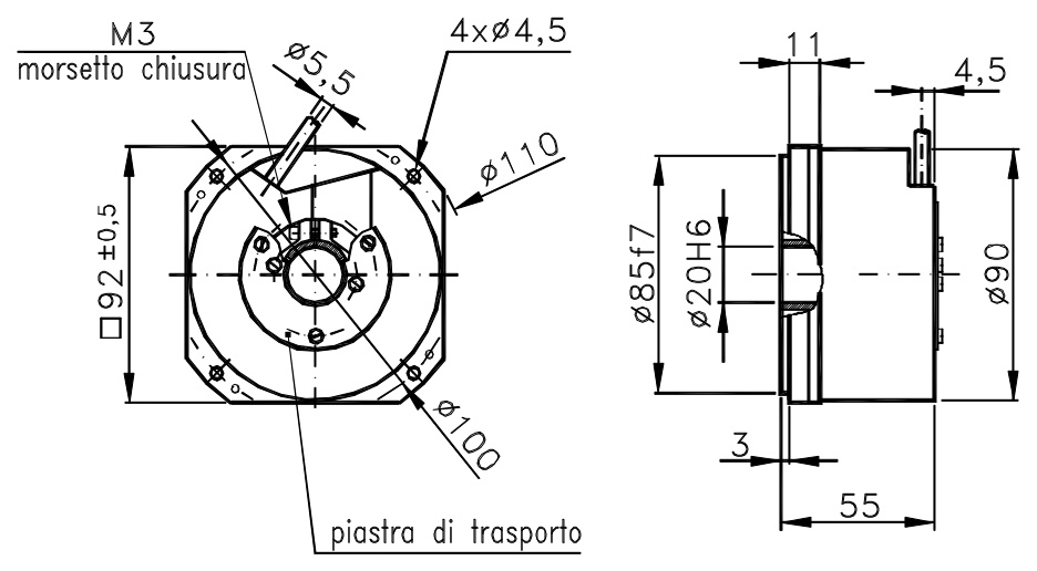 Plànol dimensional Encoder Incremental Alta Resolucion I/92CD