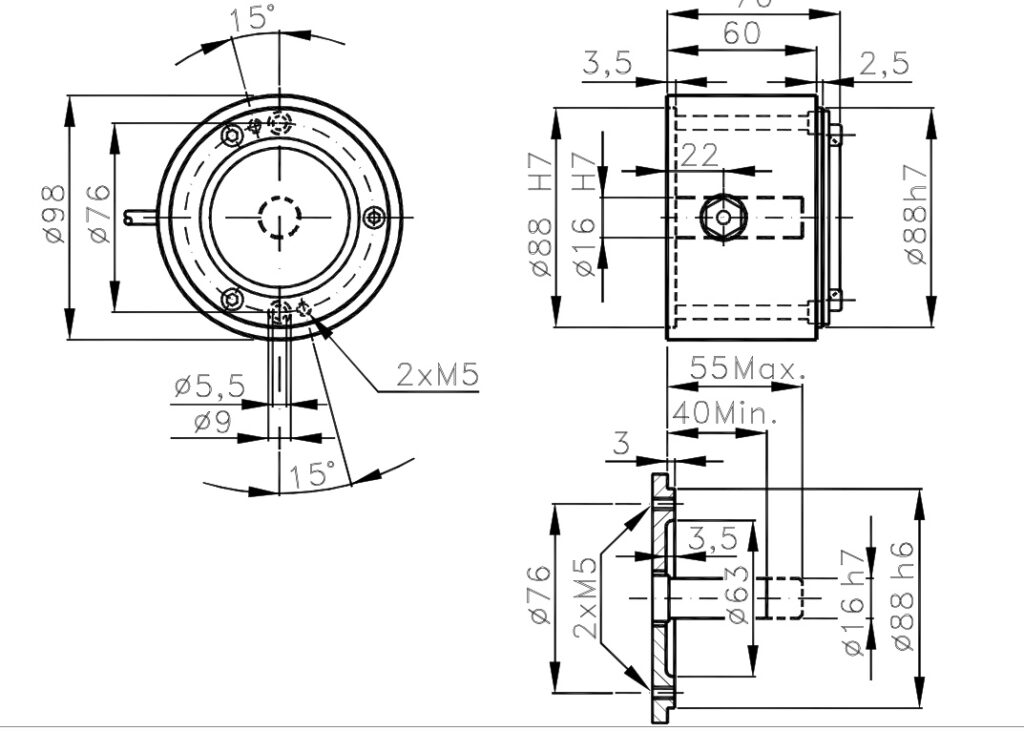 Plano dimensional Encoder Incremental para Motores I/98
