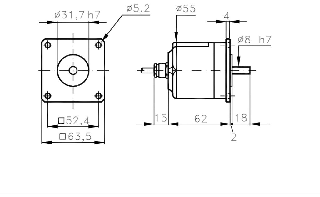 Dimensional drawing of Incremental Encoder Kit and Low Cost I/E6