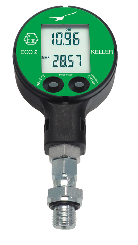 Manômetro digital KELLER ECO2-Ei com segurança intrínseca ATEX para Zona 0