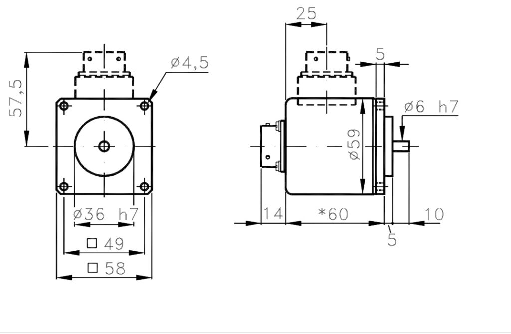 Plano de dimensiones Encoder Absoluto Monovuelta A/358