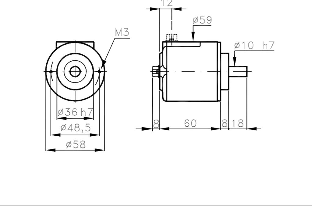 Plànol de dimensions Encoder Absolut Monovolta A/358HJ