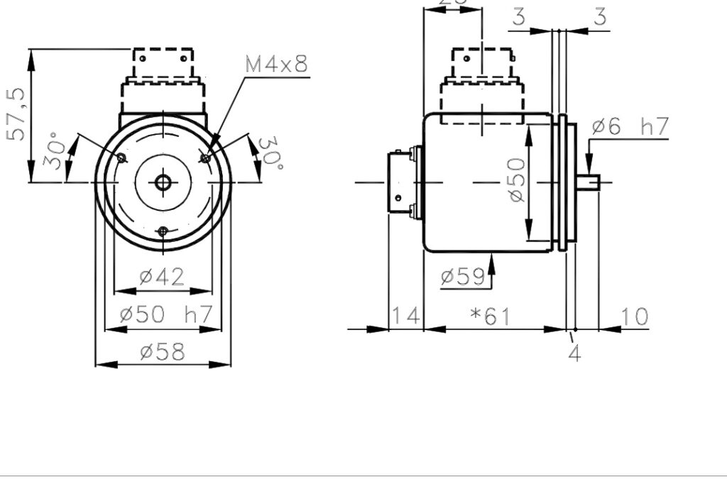 Plano de dimensiones Encoder Absoluto Monovuelta A/358S