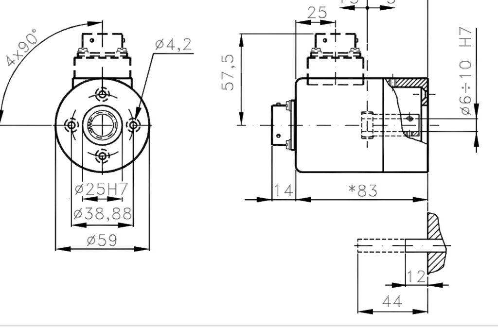 Plànol de dimensions Encoder Absolut Monovolta A/359