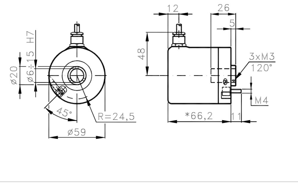 Plano de dimensiones Encoder Absoluto Monovuelta A/359C