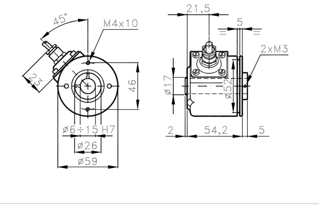 Plànol de dimensions Encoder Absolut Monovolta A/359Z