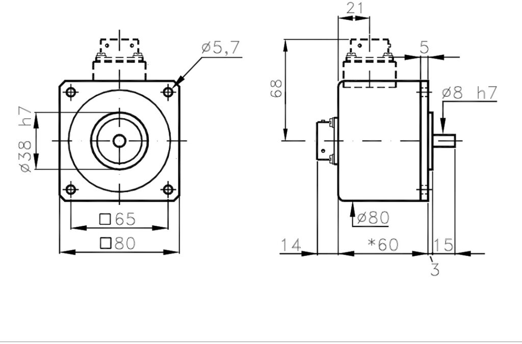 Plano de dimensiones Encoder Absoluto Monovuelta A/380