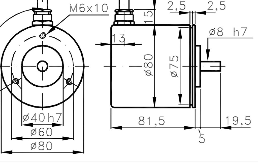 Plànol de dimensions Encoder Absolut Monovolta A/380S