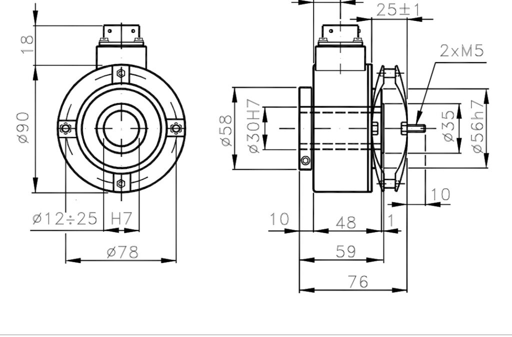 Debuxo de dimensións do codificador absoluto dunha soa volta A/390CBB
