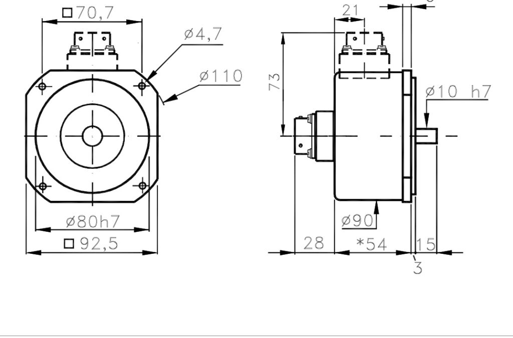 Dimension drawing of the A/392 Single-turn Absolute Encoder