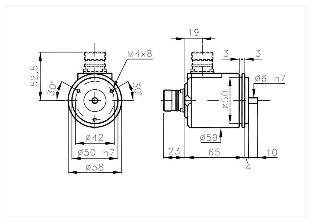 Plano de dimensiones Encoder Absoluto Multivuelta A/758S