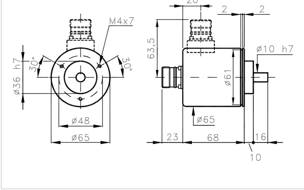 Plànol de dimensions Encoder Absolut Monovolta A/765