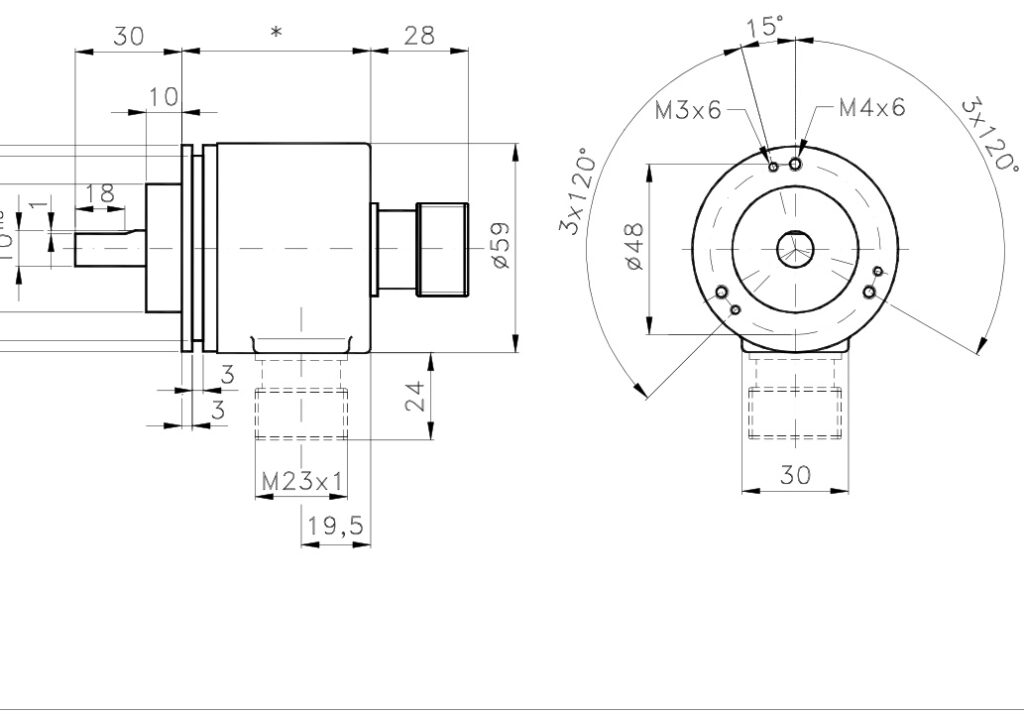 Plànol de dimensions Encoder Absolut Monovolta A/958HS