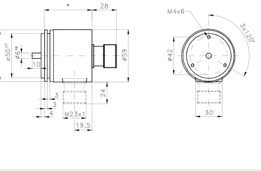 Plànol de dimensions Encoder Absolut Monovolta A/958SS